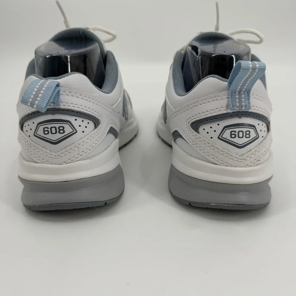 New Balance 608v5 White Blue Leather Training Shoes WX608WB5 Womens 7.5 Narrow